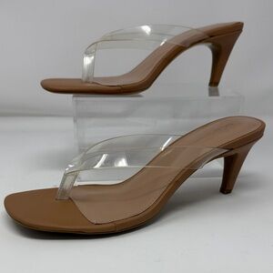 BCBGeneration Tabina Clear and Tan Kitten Heels Size 9